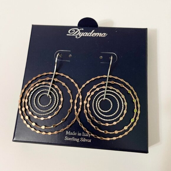 Dyadema Sterling Silver Dangle Circle Hoop Earrings - Picture 8 of 16